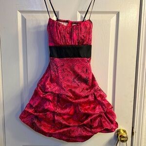 Fuscia Satin Mini Party Dress Strapless Adjustable Strap Size 5
